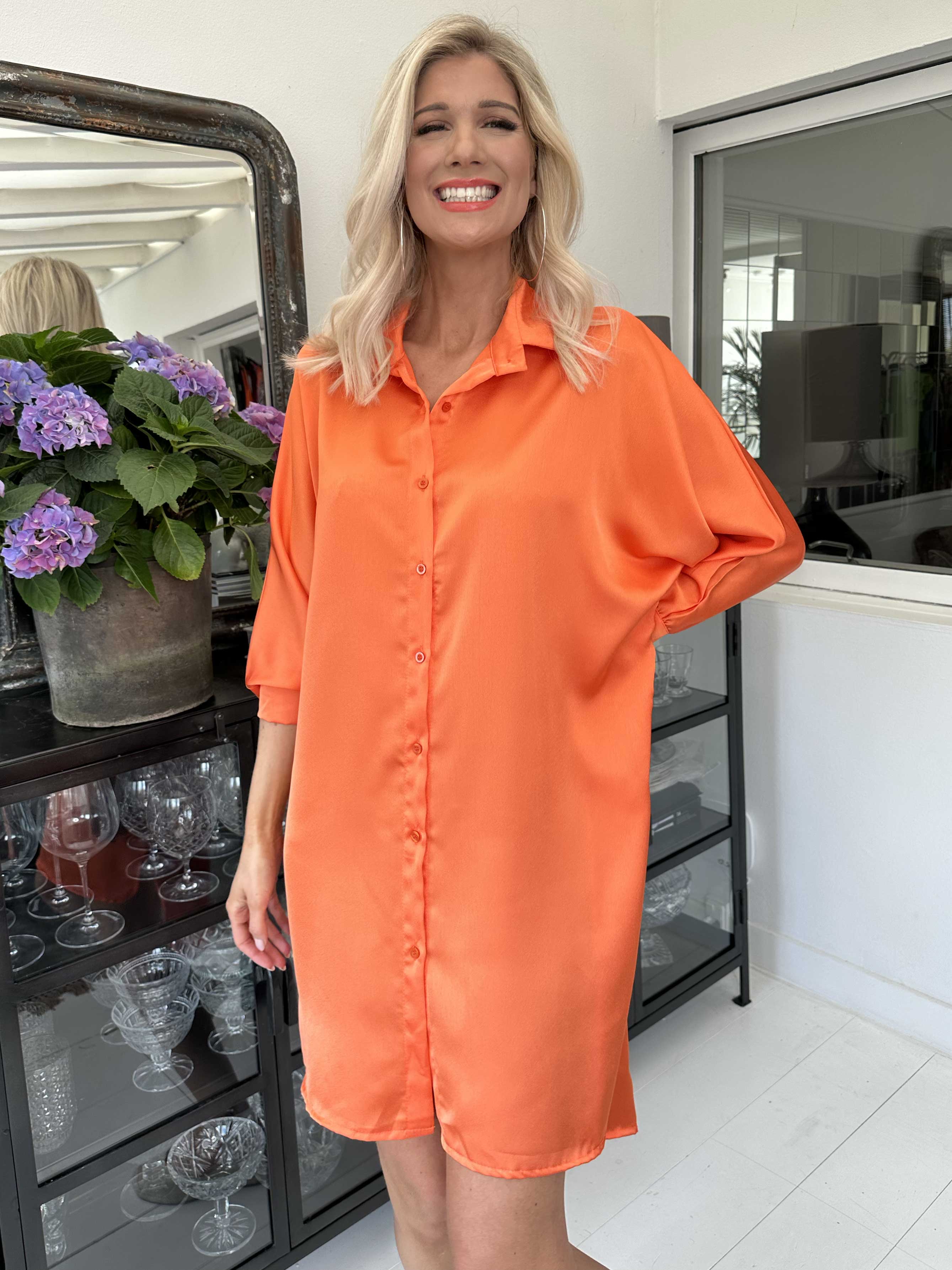 Hassel - Fin skjortekjole i silkelook